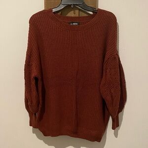 Express Women's Rich Rust Crew Neck Sweater
